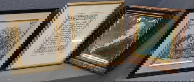 3 Framed Prints, (one in Walnut Frame)