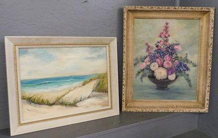 2 Oil on Boards, (one Signed Still Life)