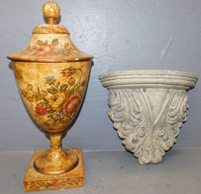 Painted Aluminum Urn & Ceramic Bracket