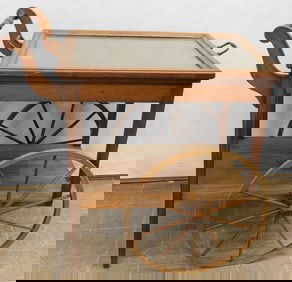 Antique Mahogany Glass Top Tea Cart