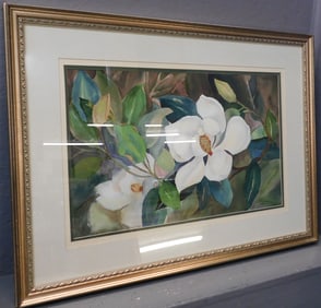 Framed Magnolia Watercolor Signed
