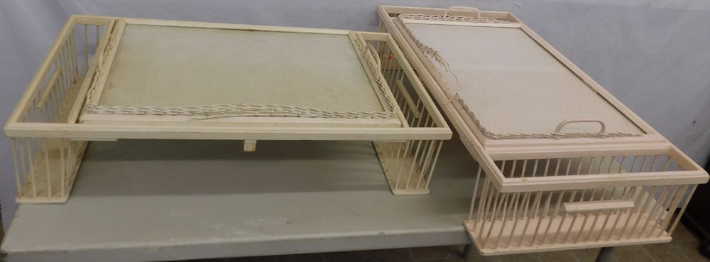2 Painted Wood & Wicker Bed Trays (1 of 4)