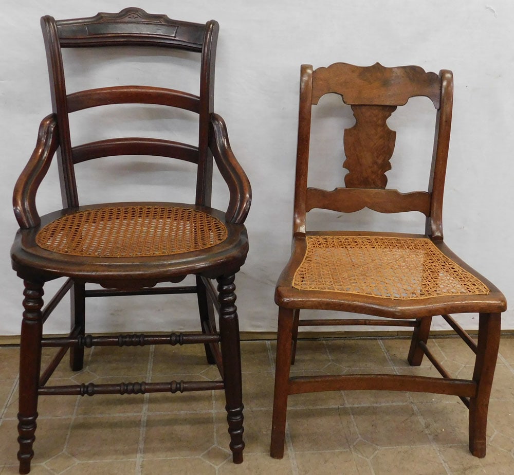 2 Antique Walnut Side Chairs with Cane Seats (1 of 5)