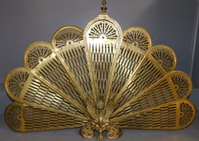 Brass Peacock Fire Screen