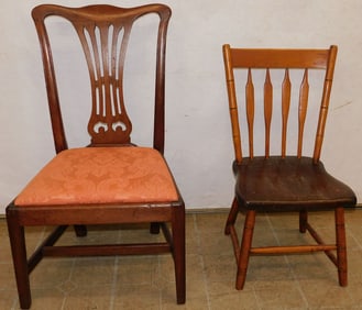 19th Century Mahogany Side Chair & Arrow Back Side Chair