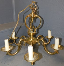 Brass 6 Light Chandelier