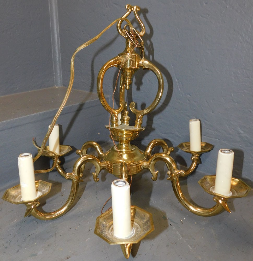 Brass 6 Light Chandelier (1 of 4)