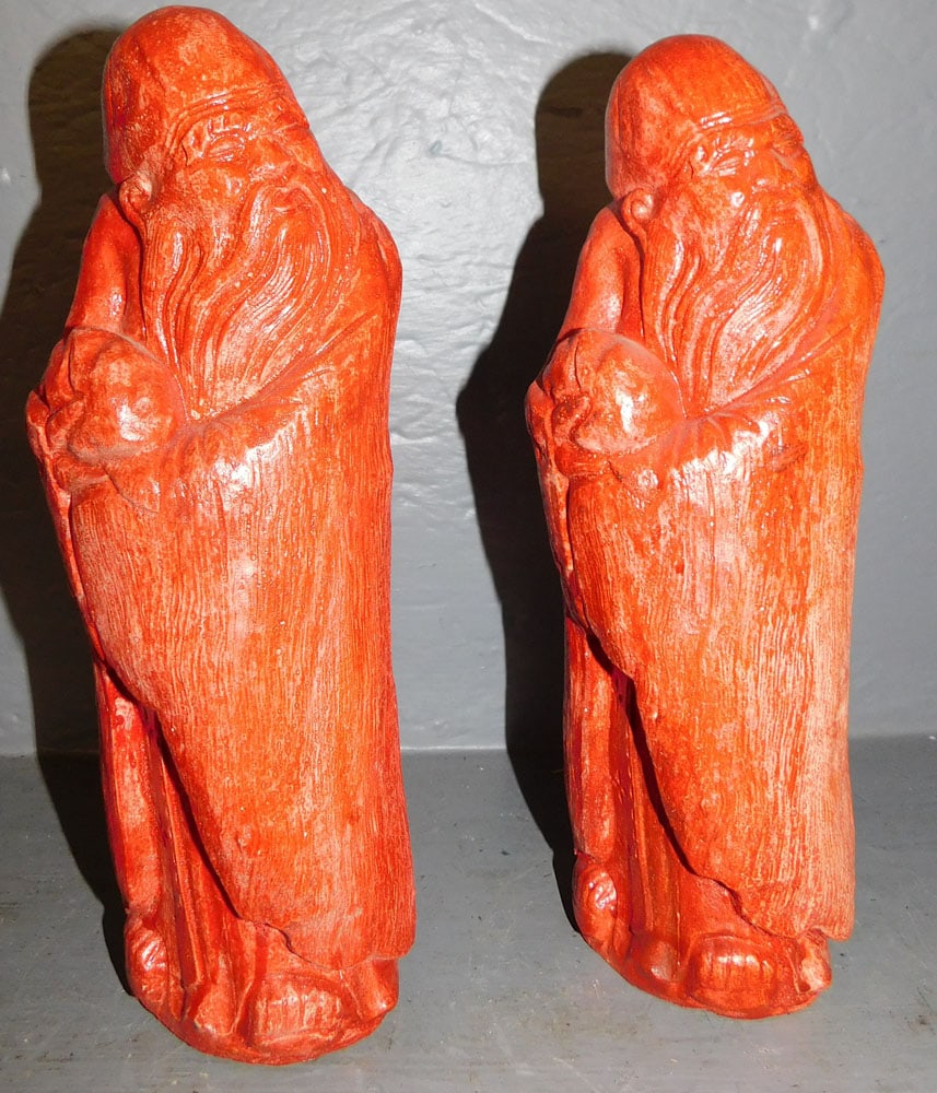 Pair of Cast Concrete Figures: Pair of Cast Concrete Figures. 11 1/2" H ALL DESCRIPTIONS AND ANY CONDITION STATEMENT GIVEN BY LANGSTON AUCTION GALLERY ARE STRICTLY OPINIONS AND LANGSTON'S SHALL HAVE NO RESPONSIBILITY FOR ERRORS OR