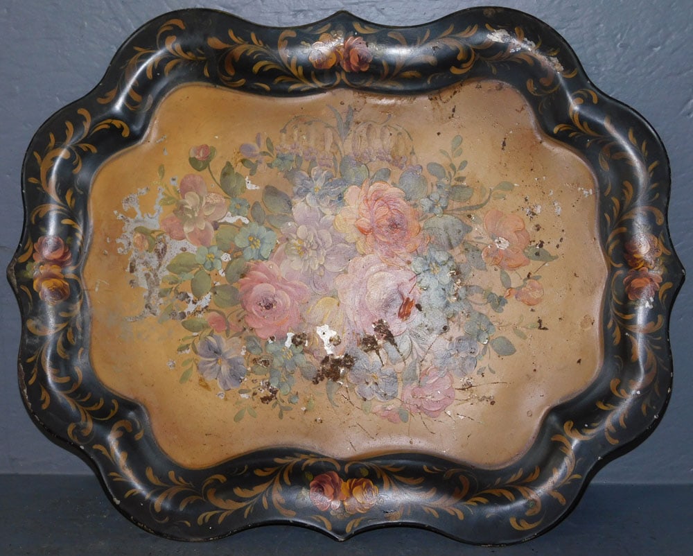 Antique Painted Tole Tray (1 of 2)