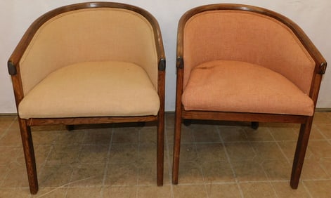 Pair of Mahogany & Upholstered Tub Chairs