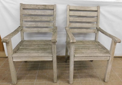 Pair of Teakwood Outdoor Arm Chairs