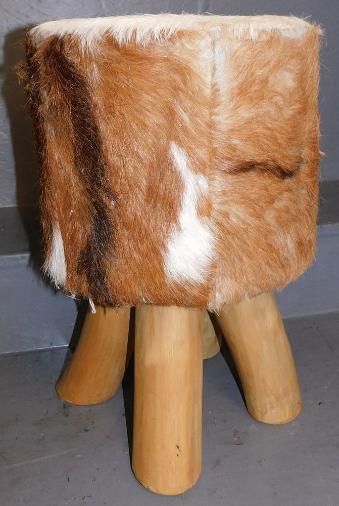 Cow Hyde Upholstered Stool (1 of 4)