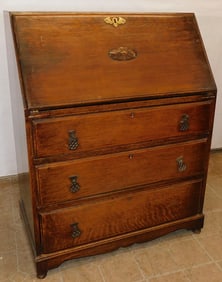 Antique Oak Slant Front Desk