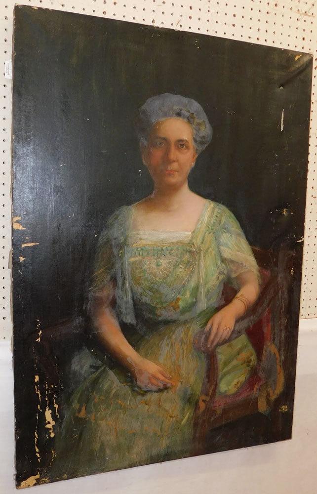 Antique Oil on Canvas Portrait of Mrs. Sadie Tucker Williamson, Raleigh NC - Lloyd Branson 1917 (1 of 10)