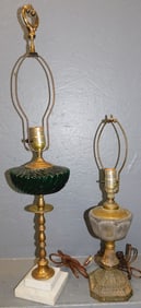 2 Antique Glass Font Lamps