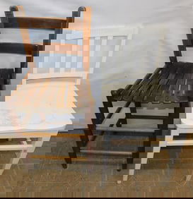 Painted Side Chair & Vintage Stool