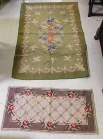 1' 11" x 3' 10" & 3' 9" x 5' 10" Antique Hook Rugs