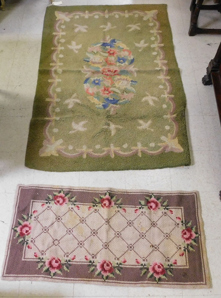 1' 11" x 3' 10" & 3' 9" x 5' 10" Antique Hook Rugs (1 of 6)