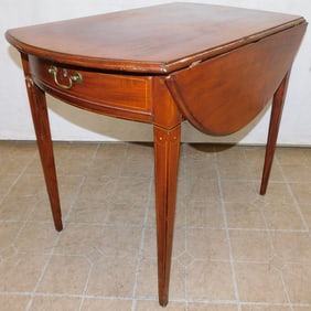 19th Century Mahogany Inlaid Pembroke Table, (As Is)