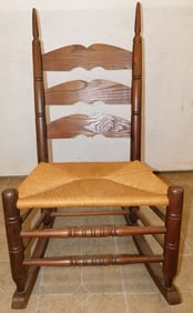 Walnut Rush Seat Ladder Back Rocker