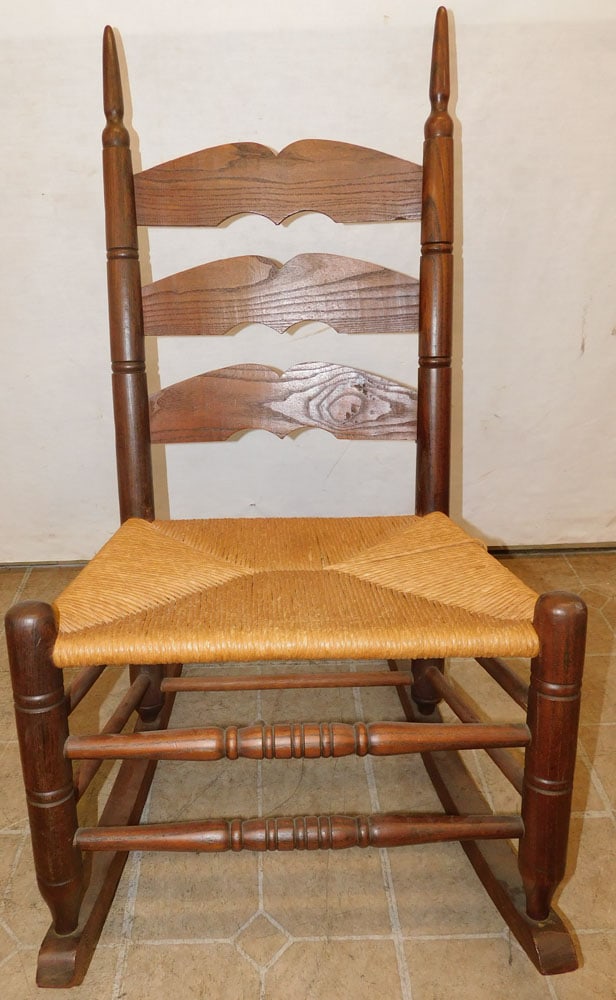 Walnut Rush Seat Ladder Back Rocker (1 of 6)