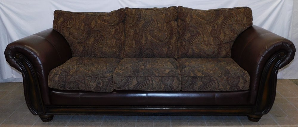 Upholstered Sofa: Upholstered Sofa. 94" W 39" D 38" ALL DESCRIPTIONS AND ANY CONDITION STATEMENT GIVEN BY LANGSTON AUCTION GALLERY ARE STRICTLY OPINIONS AND LANGSTON'S SHALL HAVE NO RESPONSIBILITY FOR ERRORS OR OMISSIO