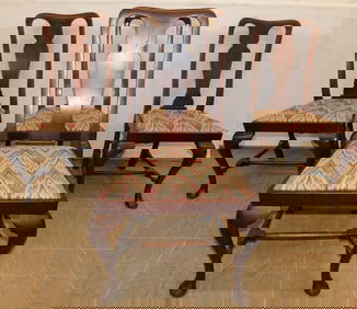 Set of 4 Mahogany Queen Anne Dining Chairs