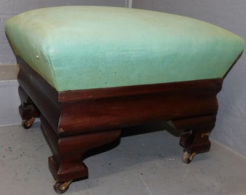 Mahogany Empire Upholstered Top Ottoman