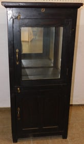 Country Store Style Walnut & Glass Cabinet