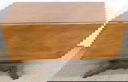 19th Century Mahogany Empire Drop-Leaf Dining Table