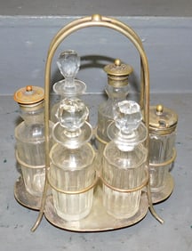 Silverplated & Glass Cruet Set