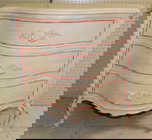 Painted 3 Drawer Bow Front Commode by Drexel