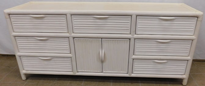 Painted Rattan Credenza