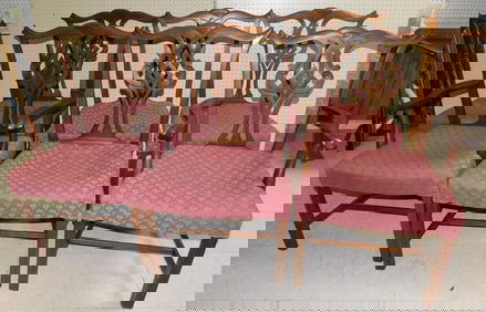 Set of 6 Mahogany Chippendale Style Dining Chairs