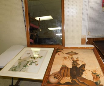 2 Framed Prints & Framed Mirror