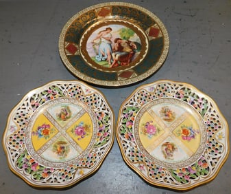Hand Painted Austrian Plate & 2 German Plates