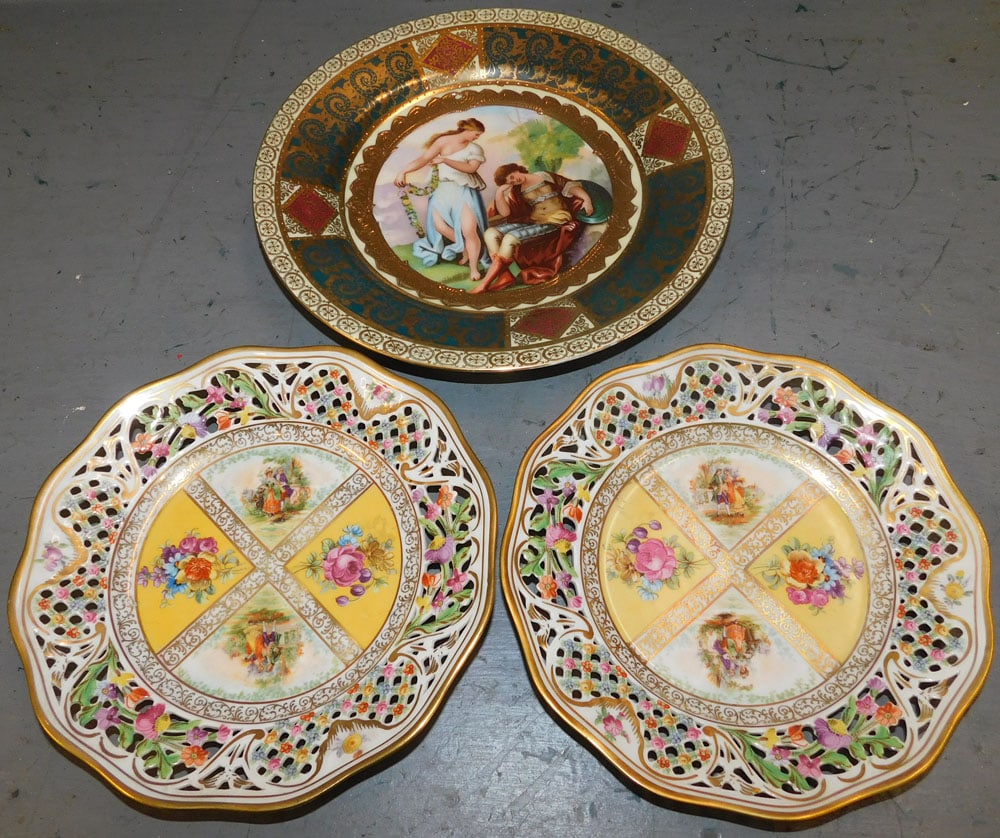 Hand Painted Austrian Plate & 2 German Plates (1 of 5)