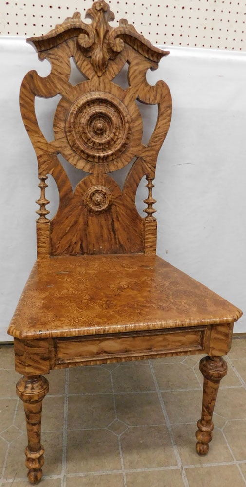 Antique Carved Grain Painted Victorian Side Chair (1 of 4)