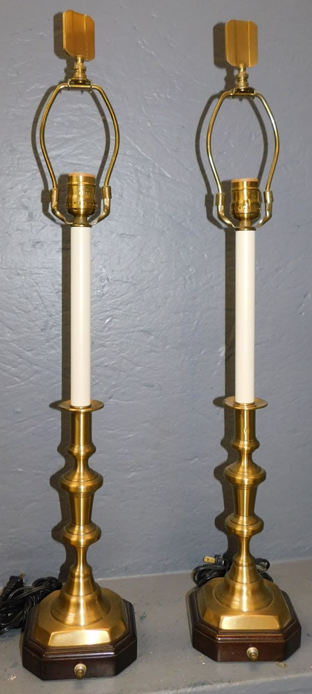 Pair of Brass Candlestick Lamps (1 of 3)