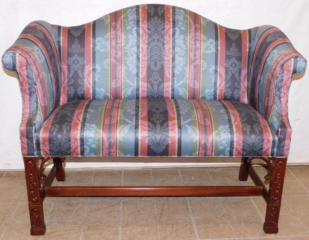 Carved Mahogany Camel Back Chippendale Style Window Bench by Southwood (1 of 5)