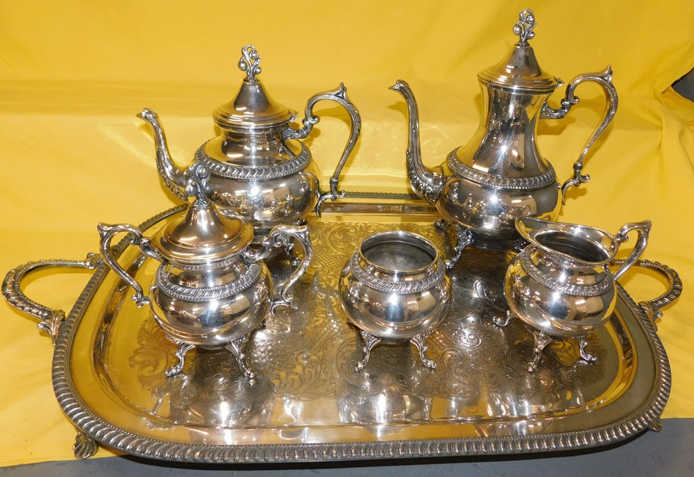 6 Piece Silver on Copper Tea Service (1 of 9)