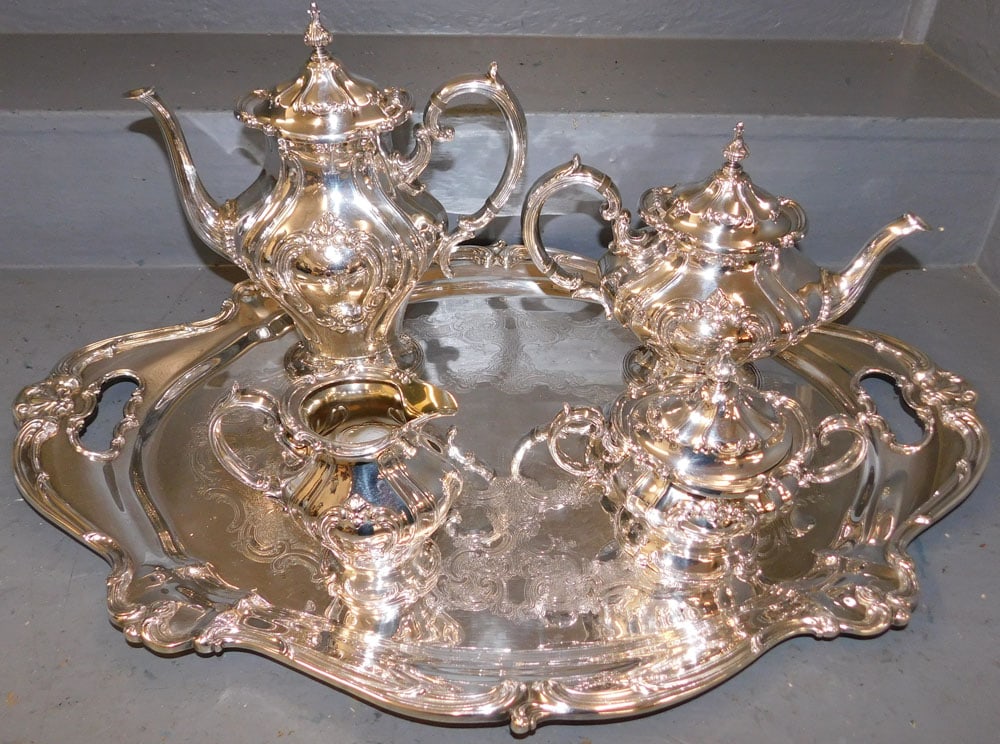5 Piece Silverplated Gorham Chantilly Tea Service (1 of 5)