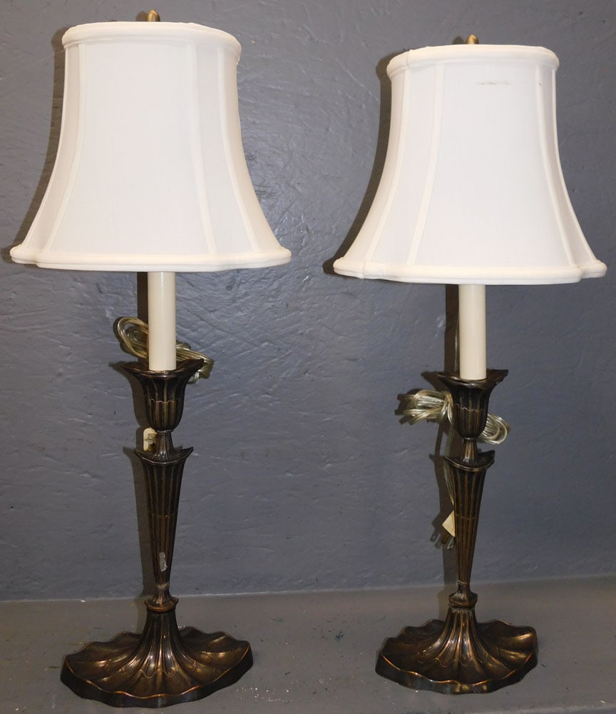 Pair of Sheffield Candlestick Lamps (1 of 2)
