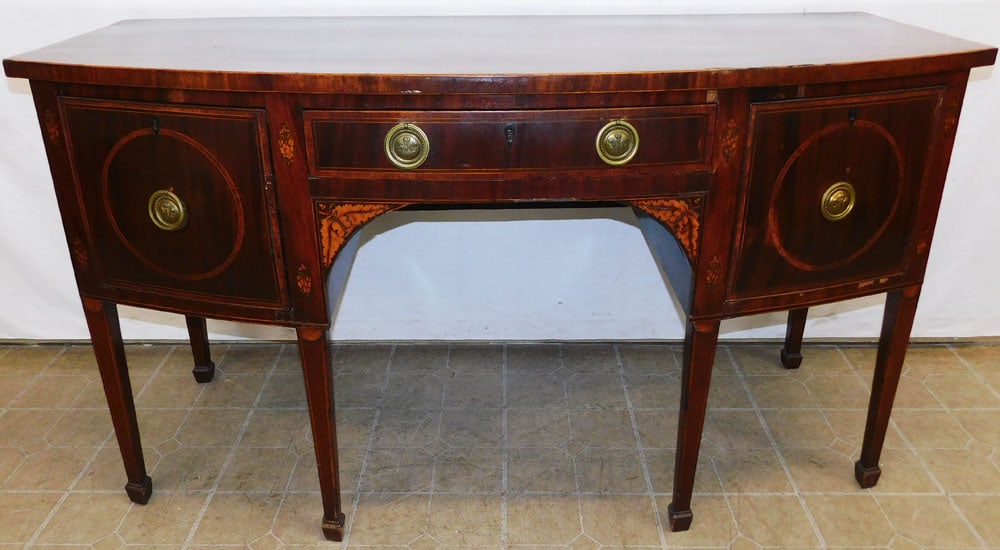 19th Century Mahogany Inlaid Bow Front Sideboard (1 of 13)