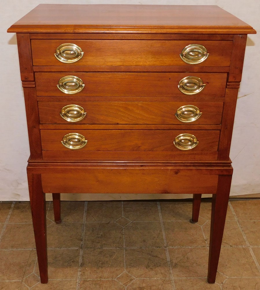 Benchmade Walnut 4 Drawer Tapered Leg Silver Chest (1 of 4)