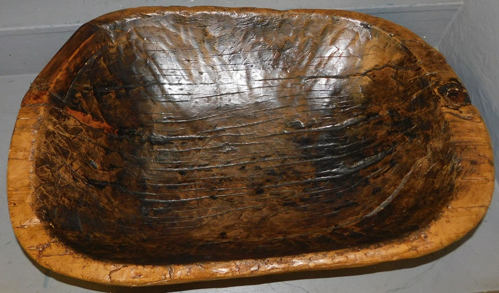 Large 19th Century Carved Wood Dough Bowl (1 of 6)