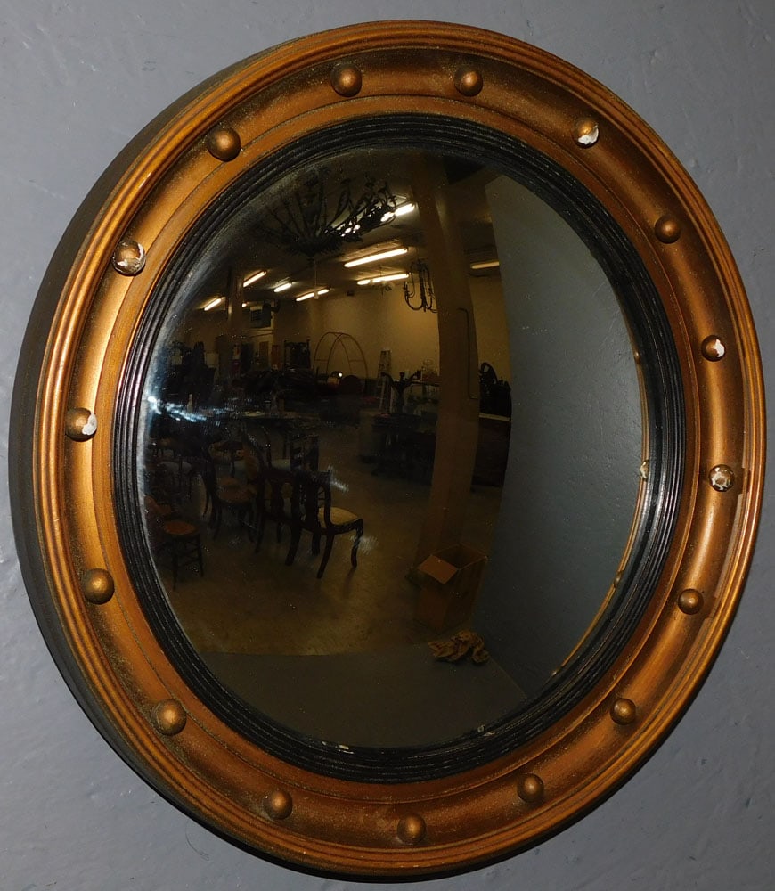 Small Round Gilt Paint Decorated Convex Mirror (1 of 3)