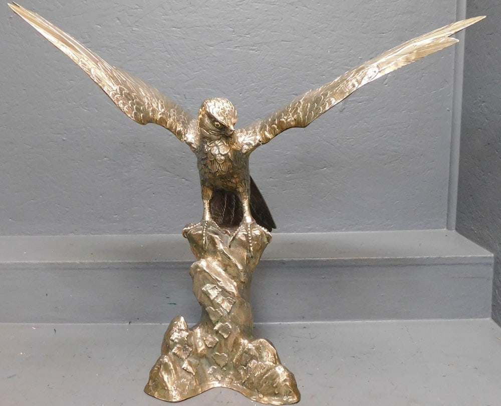 Polished Cast Brass Sculpture of Eagle (1 of 11)