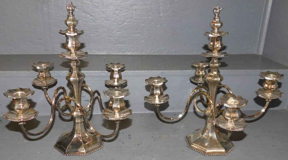 Pair of Silverplated 5 Light Candelabras by Reed & Barton (1 of 5)