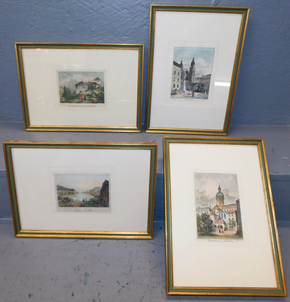 Set of 4 Framed Hand Colored Engravings (1 of 5)